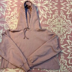 Champion Cropped Reverse Weave Dusty Pink Hoodie